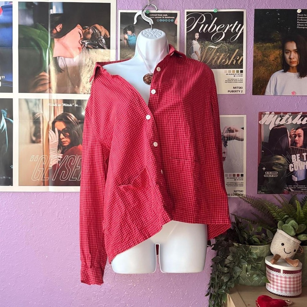 Bobbie Brooks Red Micro-Check Button-Up Shirt